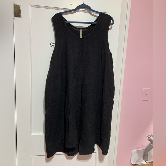 Cynthia Ashby, linen black short dress size large - Picture 1 of 5